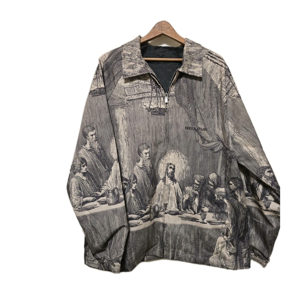 Hellpur The Last Supper Leonardo Da Vinci Zip Up Bomber Jacket Men's Size XXL